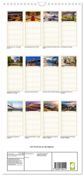 Produktbild: Familienplaner 2027 - Von Porto bis an die Algarve mit 5 Spalten (Wandkalender, 21 x 45 cm) CALVENDO