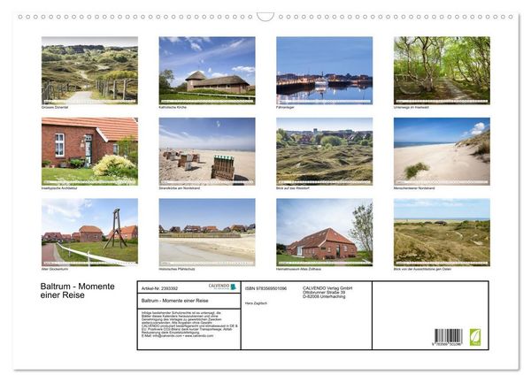 Produktbild: Baltrum - Momente einer Reise (Wandkalender 2027 DIN A2 quer), CALVENDO Monatskalender