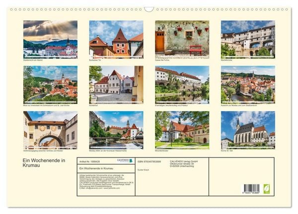 Produktbild: Ein Wochenende in Krumau (Wandkalender 2026 DIN A2 quer), CALVENDO Monatskalender