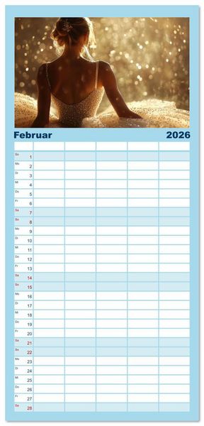 Produktbild: Familienplaner 2026 - Ballerinas in Diamanten mit 5 Spalten (Wandkalender, 21 x 45 cm) CALVENDO