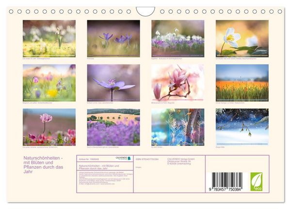 Produktbild: Natursch&ouml;nheiten - mit Bl&uuml;ten und Pflanzen durch das Jahr (Wandkalender 2026 DIN A4 quer), CALVENDO Monatskalender