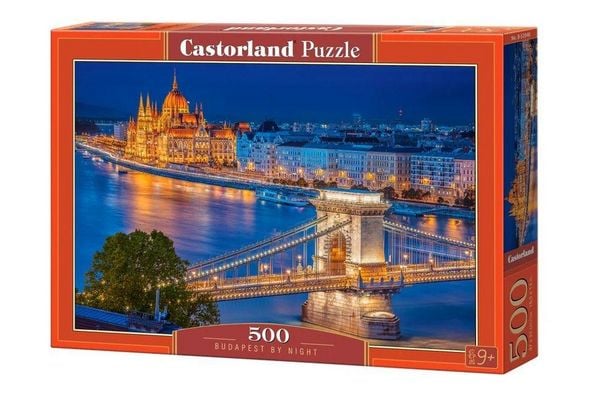 Castorland 500 Piece Jigsaw Puzzles, Budapest by Night, Hungary, Riverside, City at Night, Adult Puzzle, Castorland B-53940
