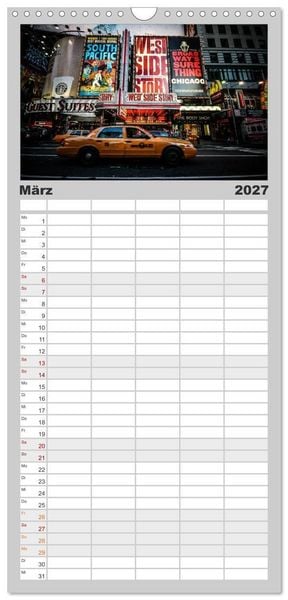 Produktbild: Familienplaner 2027 - New York Shoots mit 5 Spalten (Wandkalender, 21 x 45 cm) CALVENDO