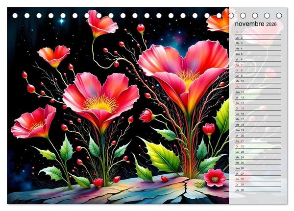 Produktbild: Fleurs de la nuit (Calendrier de bureau 2026 DIN A5 vertical), CALVENDO calendrier mensuel