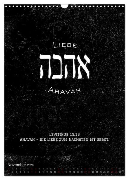 Produktbild: Hebr&auml;ische Lettern - Worte voller Licht und Weisheit (Wandkalender 2026 DIN A3 hoch), CALVENDO Monatskalender