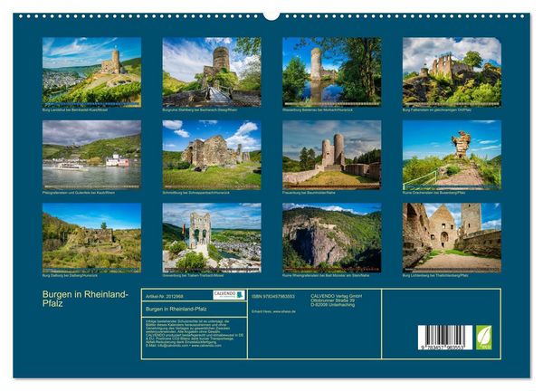 Produktbild: Burgen in Rheinland-Pfalz (hochwertiger Premium Wandkalender 2026 DIN A2 quer), Kunstdruck in Hochglanz