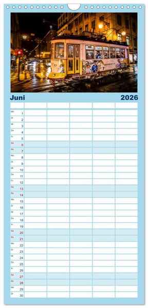 Produktbild: Familienplaner 2026 - Eine Stadt voller Charme - Lissabon mit 5 Spalten (Wandkalender, 21 x 45 cm) CALVENDO