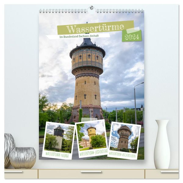 Wassertürme (hochwertiger Premium Wandkalender 2024 DIN A2 hoch), Kunstdruck in Hochglanz