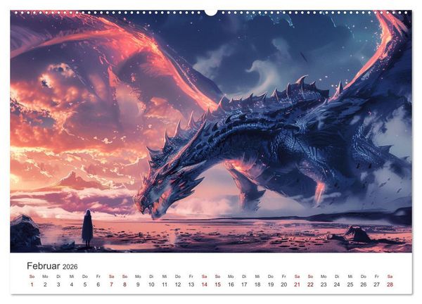 Produktbild: Das Jahr der Drachen (hochwertiger Premium Wandkalender 2026 DIN A2 quer), Kunstdruck in Hochglanz