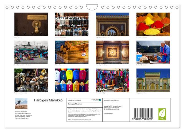 Produktbild: Farbiges Marokko (Wandkalender 2026 DIN A4 quer), CALVENDO Monatskalender