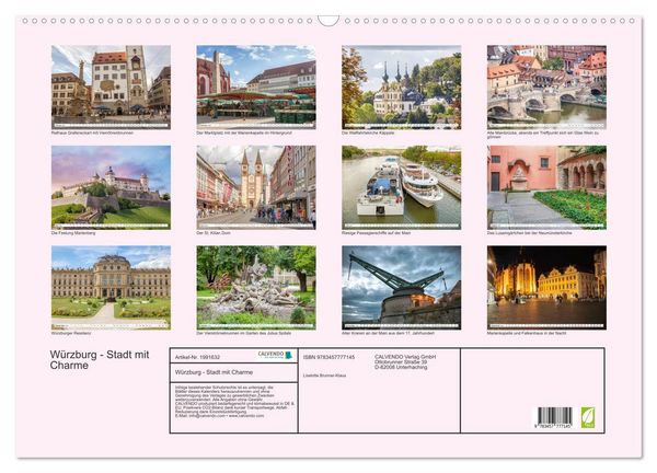 Produktbild: W&uuml;rzburg - Stadt mit Charme (Wandkalender 2026 DIN A2 quer), CALVENDO Monatskalender
