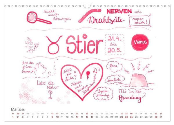 Produktbild: Sternzeichen-Kalender (Wandkalender 2026 DIN A3 quer), CALVENDO Monatskalender