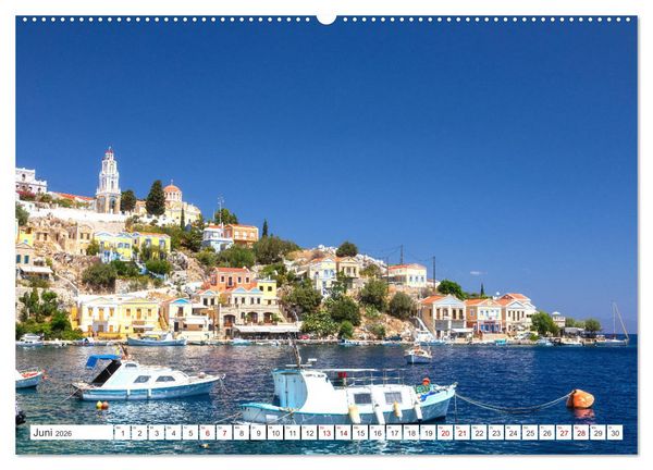 Produktbild: Rhodos und Symi, Perlen in der &Auml;gis (hochwertiger Premium Wandkalender 2026 DIN A2 quer), Kunstdruck in Hochglanz