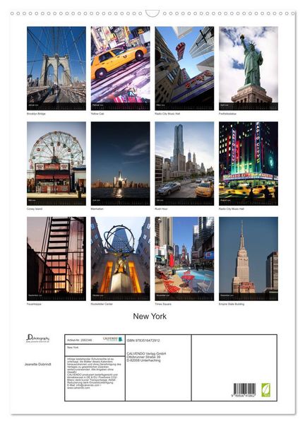 Produktbild: New York (Wandkalender 2026 DIN A2 hoch), CALVENDO Monatskalender