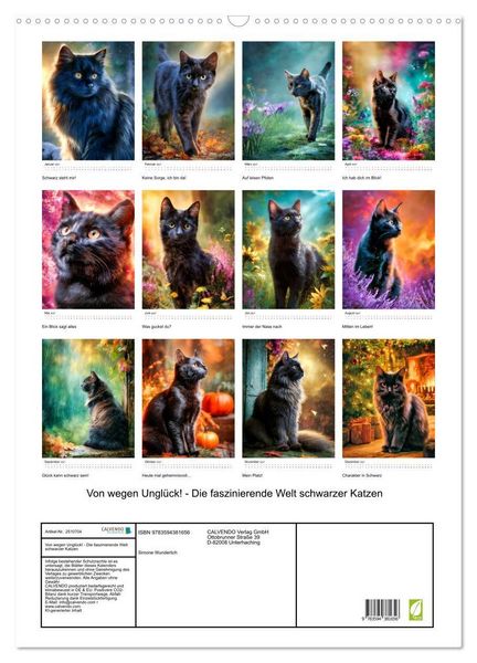 Produktbild: Von wegen Ungl&uuml;ck! - Die faszinierende Welt schwarzer Katzen (Wandkalender 2027 DIN A2 hoch), CALVENDO Monatskalender