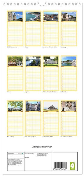 Produktbild: Familienplaner 2026 - Lieblingsland Frankreich mit 5 Spalten (Wandkalender, 21 x 45 cm) CALVENDO