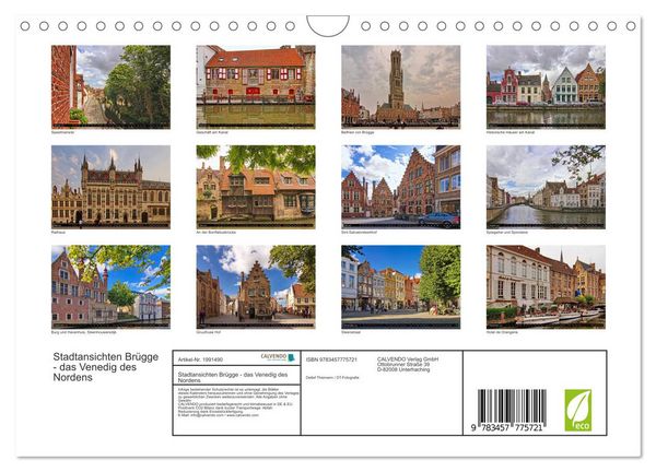 Produktbild: Stadtansichten Br&uuml;gge - das Venedig des Nordens (Wandkalender 2026 DIN A4 quer), CALVENDO Monatskalender
