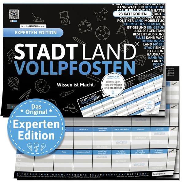 Produktbild: DENKRIESEN - STADT LAND VOLLPFOSTEN&reg; - EXPERTEN EDITION - "Wissen ist Macht." - A4