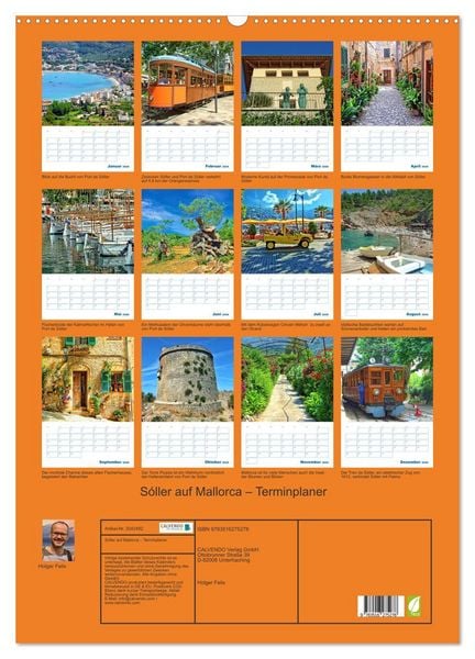 Produktbild: S&oacute;ller auf Mallorca &ndash; Terminplaner (Wandkalender 2026 DIN A2 hoch), CALVENDO Monatskalender