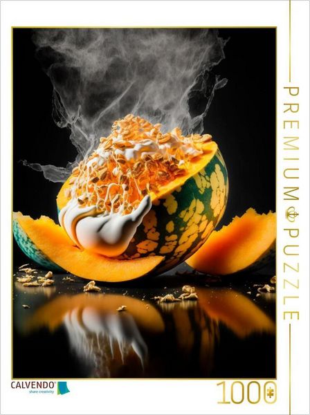 Produktbild: CALVENDO Puzzle Melone mit Honigjoghurt | 1000 Teile Lege-Gr&ouml;&szlig;e 64x48cm Foto-Puzzle f&uuml;r gl&uuml;ckliche Stunden