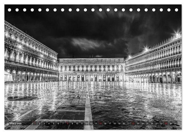Produktbild: Leuchtendes Venedig &hellip;in monochrom (Tischkalender 2026 DIN A5 quer), CALVENDO Monatskalender