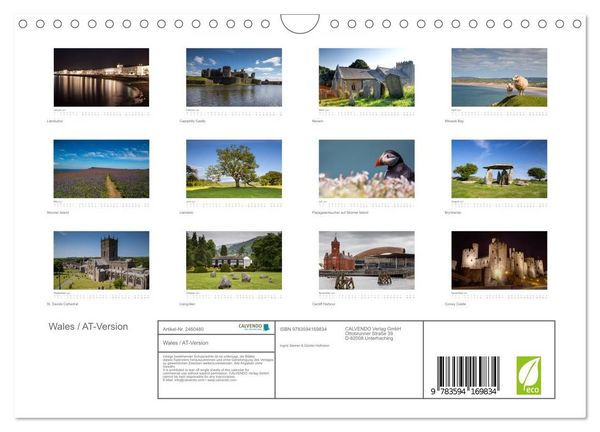 Produktbild: Wales / AT-Version (Wandkalender 2027 DIN A4 quer), CALVENDO Monatskalender