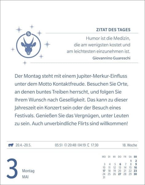 Produktbild: Steinbock Sternzeichenkalender 2027 - Tagesabrei&szlig;kalender - Ihr Horoskop f&uuml;r jeden Tag