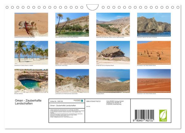 Produktbild: Oman - Zauberhafte Landschaften (Wandkalender 2026 DIN A4 quer), CALVENDO Monatskalender
