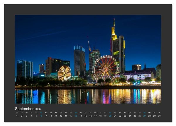 Produktbild: FRANKFURT - Nachtlichter 2026 (Tischkalender 2026 DIN A5 quer), CALVENDO Monatskalender
