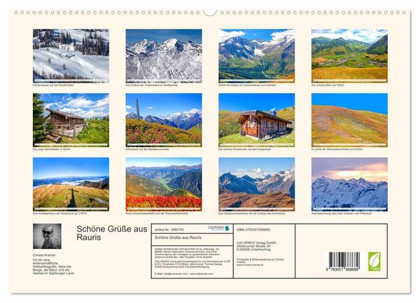 Produktbild: Sch&ouml;ne Gr&uuml;&szlig;e aus Rauris (hochwertiger Premium Wandkalender 2026 DIN A2 quer), Kunstdruck in Hochglanz