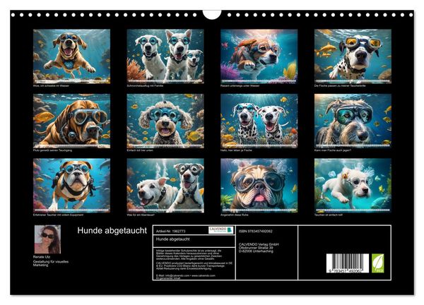 Produktbild: Hunde abgetaucht (Wandkalender 2026 DIN A3 quer), CALVENDO Monatskalender