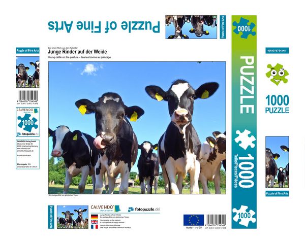 Produktbild: CALVENDO Puzzle Junge Rinder auf der Weide | 1000 Teile Lege-Gr&ouml;&szlig;e 64x48cm Foto-Puzzle f&uuml;r gl&uuml;ckliche Stunden