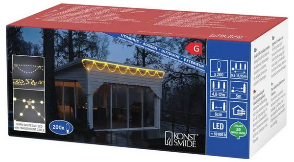 Produktbild: Konstsmide LED-Vorhang Au&szlig;en 18V 200 LED Warmwei&szlig;