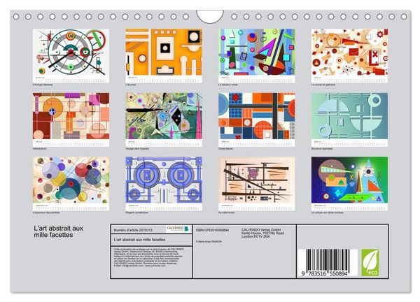 Produktbild: L'art abstrait aux mille facettes (Calendrier mural 2026 DIN A4 vertical), CALVENDO calendrier mensuel