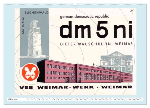 Produktbild: Amateurfunk in der DDR - Historische QSL-Karten (Wandkalender 2026 DIN A2 quer), CALVENDO Monatskalender