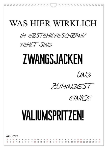 Produktbild: Typo-Kalender f&uuml;r das B&uuml;ro. Gemeine und lustige Spr&uuml;che (Wandkalender 2026 DIN A3 hoch), CALVENDO Monatskalender