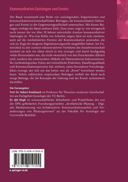 Produktbild: Kommunikative Gattungen und Events