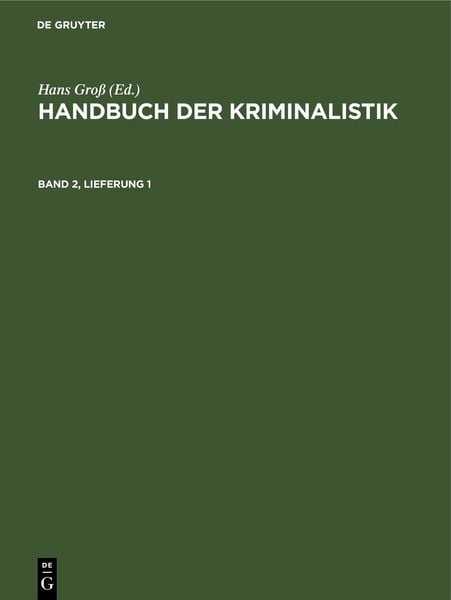 Produktbild: Handbuch der Kriminalistik. Band 2, Lieferung 1