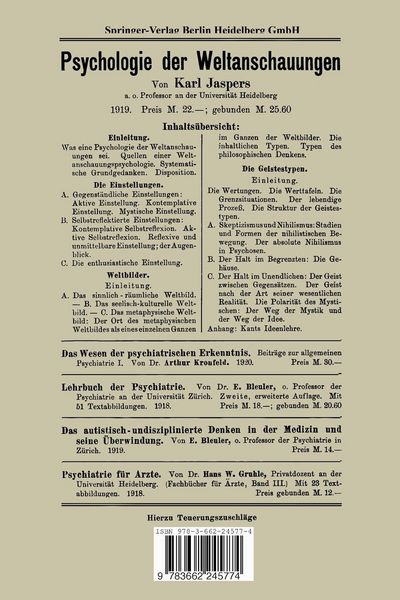 Produktbild: Allgemeine Psychopathologie f&uuml;r Studierende, &Auml;rzte und Psychologen