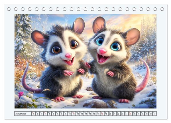 Produktbild: Oh, Possums! Cartoon-Abenteuer mit lustigen Beutelratten (Tischkalender 2026 DIN A5 quer), CALVENDO Monatskalender