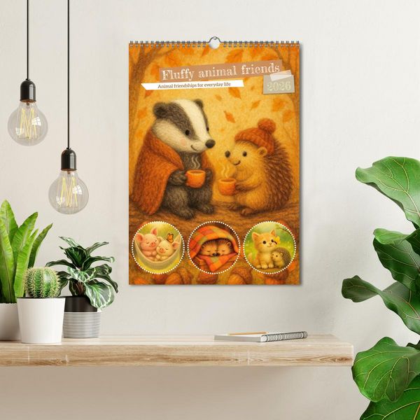 Produktbild: Fluffy animal friends - Animal friendships for everyday life (Wall Calendar 2026 DIN A3 portrait), CALVENDO 12 Month Wall Calendar