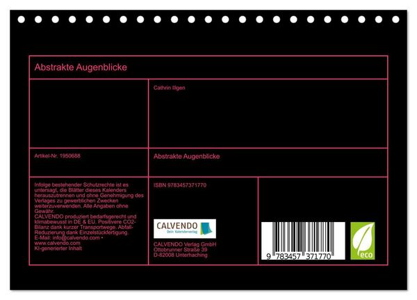 Produktbild: Abstrakte Augenblicke (Tischkalender 2026 DIN A5 quer), CALVENDO Monatskalender