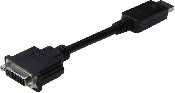 Produktbild: Digitus AK-340409-001-S DisplayPort / DVI Adapter [1x DisplayPort Stecker - 1x DVI-Buchse 24+5pol.] Schwarz 15.00 cm