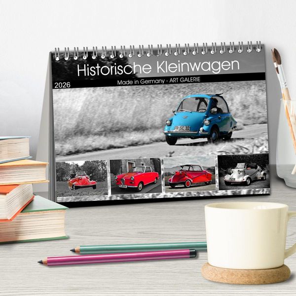 Produktbild: Historische Kleinwagen Made in Germany ART GALERIE (Tischkalender 2026 DIN A5 quer), CALVENDO Monatskalender