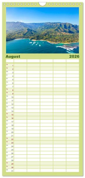 Produktbild: Familienplaner 2026 - Hawaii Traumziel mit 5 Spalten (Wandkalender, 21 x 45 cm) CALVENDO