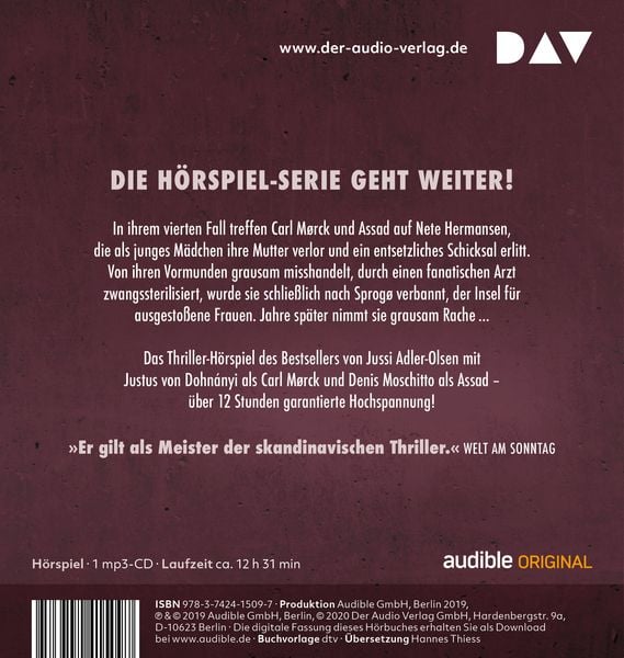 Produktbild: Verachtung – Carl Mørck, Sonder&shy;dezernat Q, Fall 4