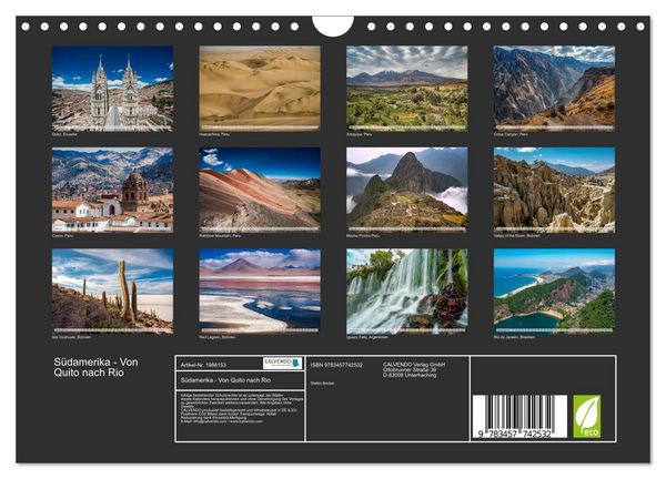 Produktbild: S&uuml;damerika - Von Quito nach Rio (Wandkalender 2026 DIN A4 quer), CALVENDO Monatskalender