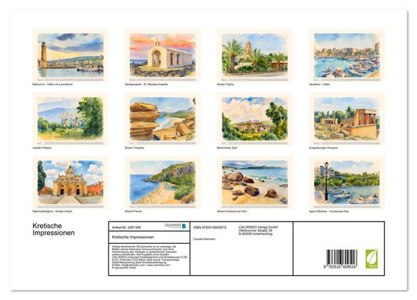 Produktbild: Kretische Impressionen (hochwertiger Premium Wandkalender 2026 DIN A2 quer), Kunstdruck in Hochglanz