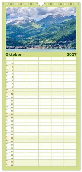 Produktbild: Familienplaner 2027 - Traumziele am Comer See mit 5 Spalten (Wandkalender, 21 x 45 cm) CALVENDO