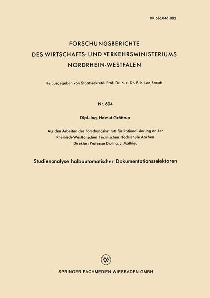 Produktbild: Studienanalyse halbautomatischer Dokumentationsselektoren